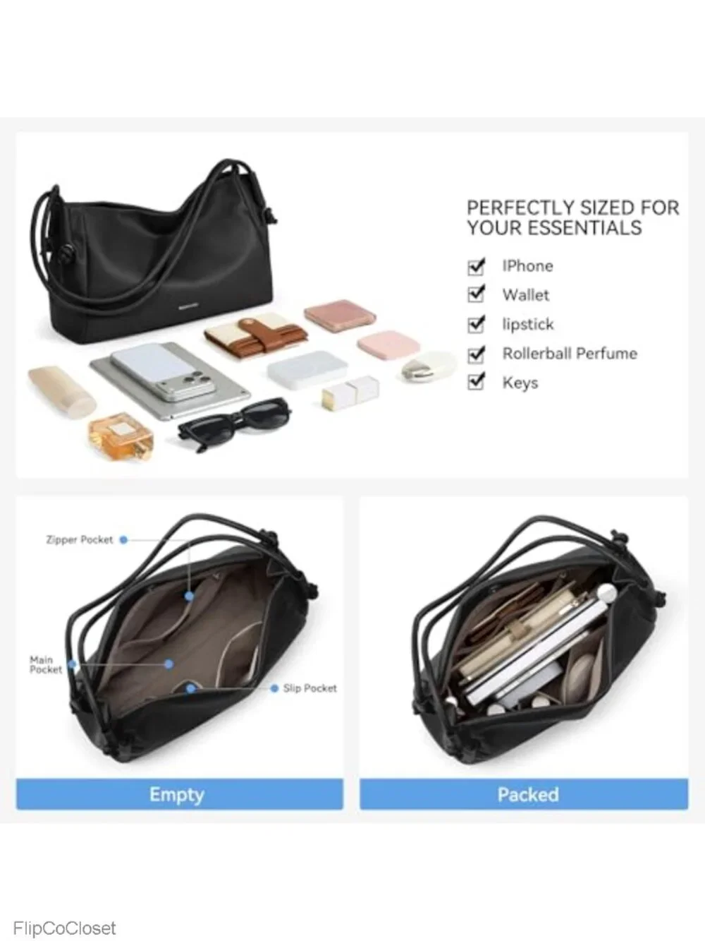 Pebbled Vegan Leather Hobo Shoulder Bag Soft Lightweight Purse